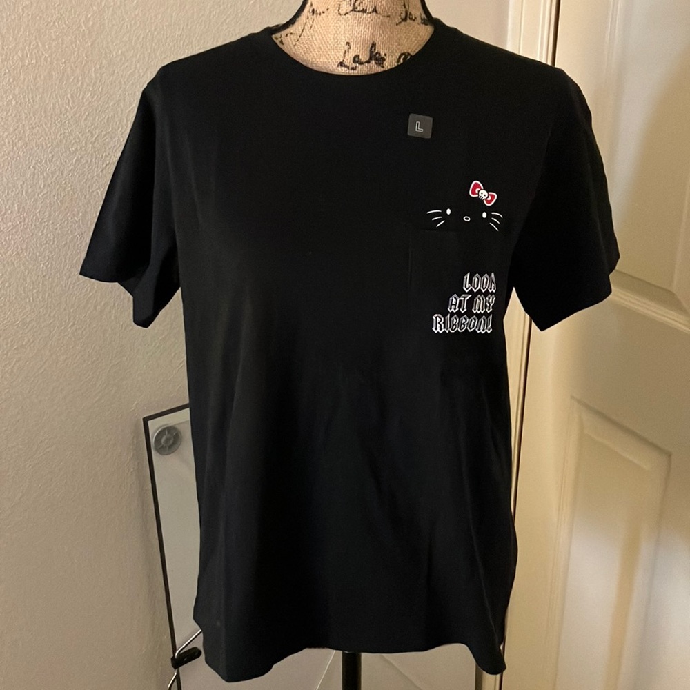Uniqlo x Sanrio hello kitty skull ribbon black tee tshirt cute Kawaii large L